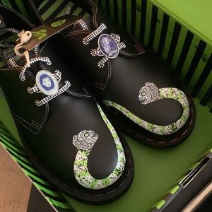 NEW NWT BeetleJuice x Dr. Martens 1461 Oxford WB Leather Shoes TIM BURTON SIZE 8